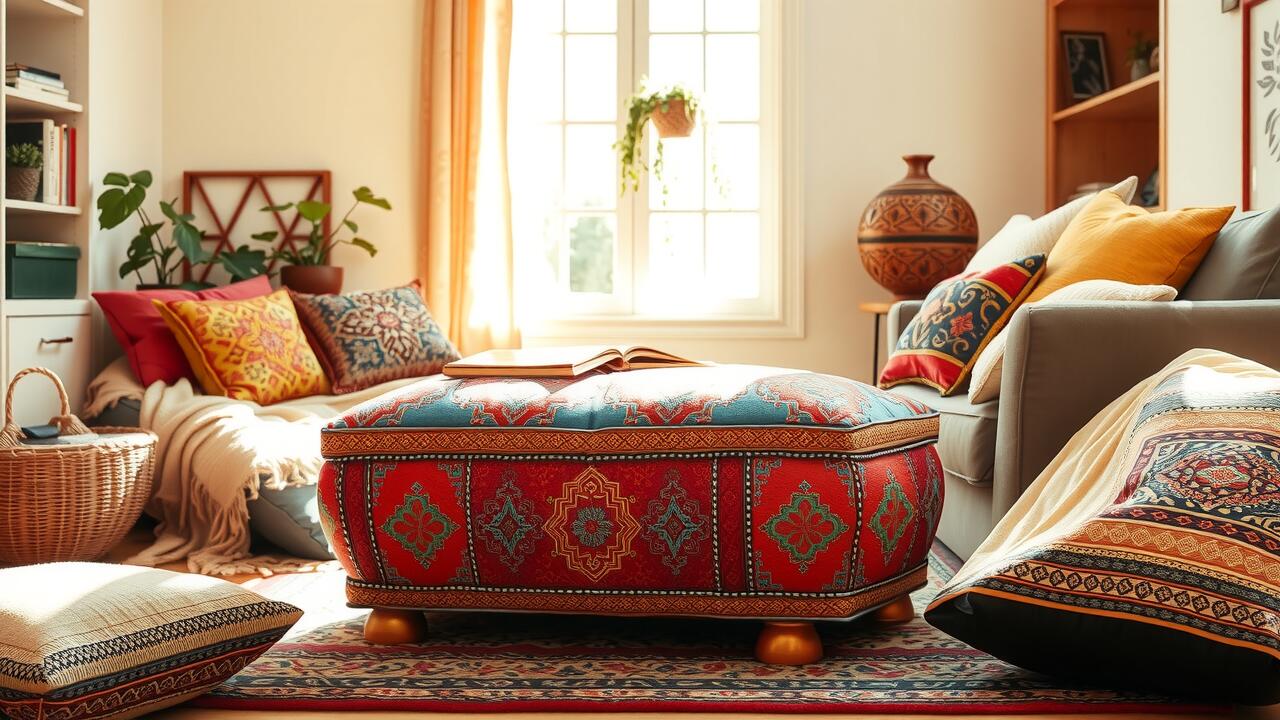 How much are leather poufs in Morocco?