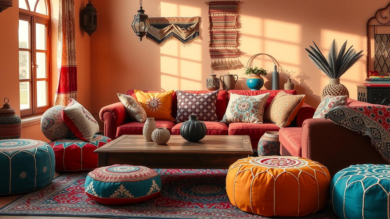 What are Moroccan poufs filled with?